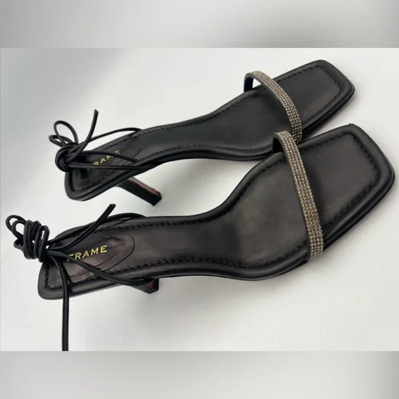 FRAME Le Ozzie Ankle Tie Sandal Black Leather Women’s SZ EU38.5  MSRP $468 - Picture 3 of 15
